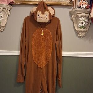 Brown Monkey Onesie Costume/ Sleeper
